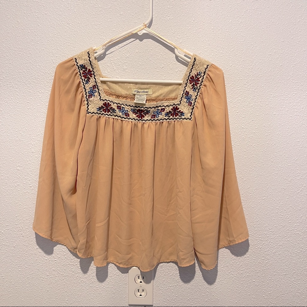 Boho Embroidered Floral Blouse